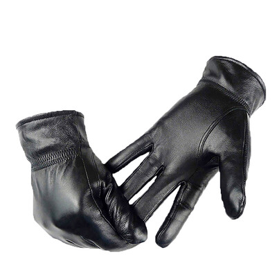 

Green Source Autumn&Winter Mens Plus Velvet Leather Gloves Outdoor Sports Driving Ski Riding Gloves Black