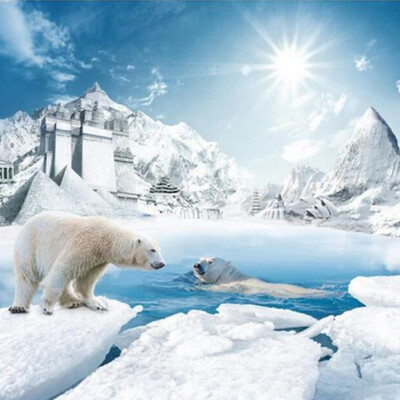 

Custom Mural Wallpaper 3D Stereo Polar Bear Fantasy Castle Snow Landscape Home Decor Kids Bedroom Living Room Backdrop 3D Fresco