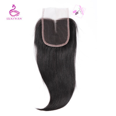 

Silkswan Lace Closure Brazilian Straight Remy Hair Free Part Natural Color 8-18inch Human Hair 4''x 4'' Free Shipping