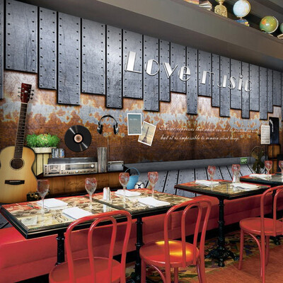 

Custom 3d mural 3D retro iron sheet music wallpaper car graffiti nostalgia mural KTV Bar Cafe wallpaper mural