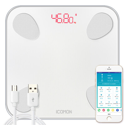 

ICOMON i9u body fat scale electronic scale body weight scale fat scale 20 body data USB charging APP control Bluetooth adapter for iOS&Android measuring fat weighing weight health said white
