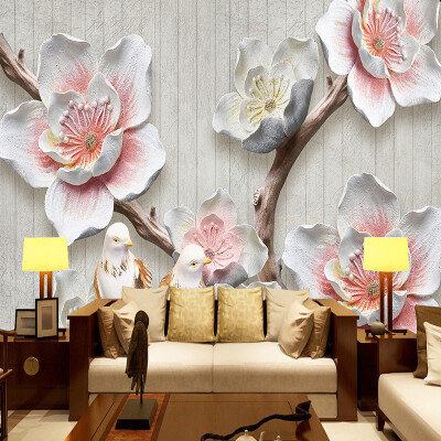 

Custom Photo Wallpaper Chinese Style 3D Relief Plum Blossom Bird Photo Wall Mural Living Room Study Home Decor Wall Paper Murals