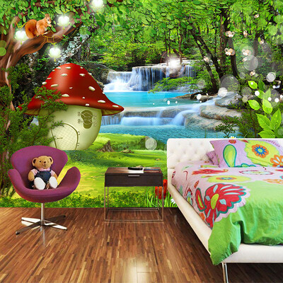 

Custom 3D Photo Wallpaper For Kids Room Cartoon Children Room Green Forest Decoration Mural Backdrop Wallpaper For Bedroom Walls