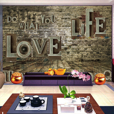 

Custom Mural European Retro 3D Stereo Relief Brick Alphabet Wall Paper Personality Bar Restaurant Background Murals Wallpaper