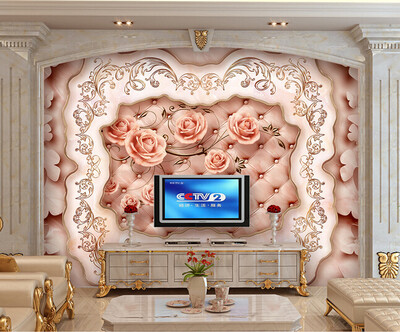 

Photo wallpaper 3D rose European style retro imitation soft murals bedroom living room TV backdrop non-woven wallpaper mural