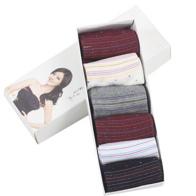 

Langsha female socks Ms cotton socks thin breathable socks six pairs of gift box mix 22-24