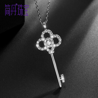 

Jane Dan GD key necklace female S925 silver pendant simple fashion clavicle chain Japanese&Korean students lock heart crystal white
