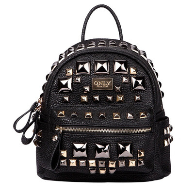 

ONLY Tide Women&39s Bag College Wind Korean casual travel backpack rivet shoulder bag -1401002 black