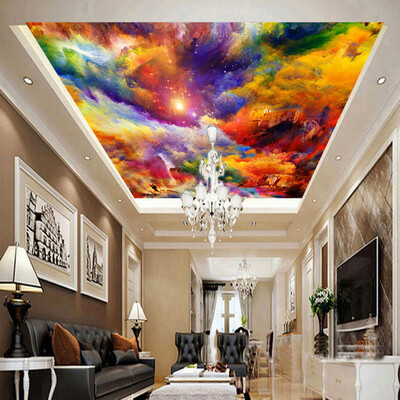 

Restaurant Clubs KTV Bar Ceiling Murals Dazzle Color Clouds Oil Painting Photo Wallpaper Modern Creative Decor 3D Ceiling Fresco