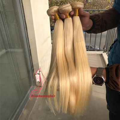 

Straight 613 Blonde Brazilian Hair Weave Platinum Color 100% Человеческие волосы Bundles 3шт.