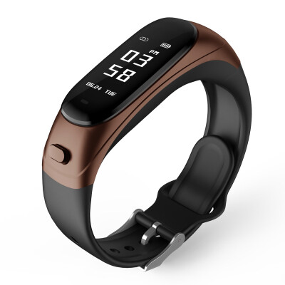 

Demon MOONPI Smart Sports bracelet V08 Bluetooth headset can call pedometer touch screen heart rate blood pressure monitoring watch coffee brown