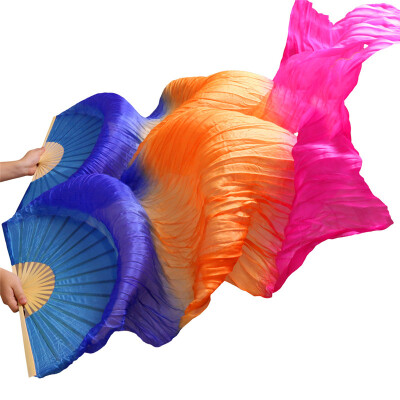 

2017 New arrivals women silk belly dance fan veils of belly dance fans Royal Blue +Orange+Pink