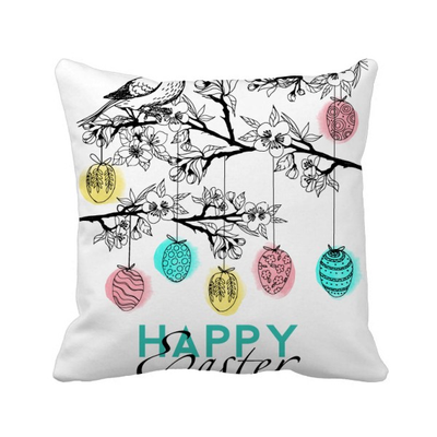 

Happy Easter Religion Festival Egg Bird Square Throw Pillow Insert Cushion Cover Home Sofa Decor Gift