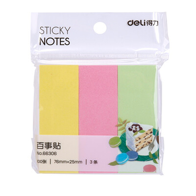 

Deli deli 100 sheets of 3 color notes notes post-it Pepsi easy to post 66306