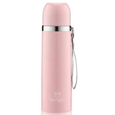 

Bangda stainless steel bullet bullet vacuum insulated outdoor travel belt lift rope cup pink 500ml
