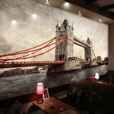 

Настроить любой размер Office Den Living Room Backdrop Wall Murals Европейский арт-ролик 3D Стерео Нетканые обои Лондонский мост