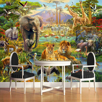 

Custom Mural Wallpaper 3D Children Cartoon Animal World Forest Photo Wall Painting Fresco Kids Bedroom Living Room Wallpaper 3 D