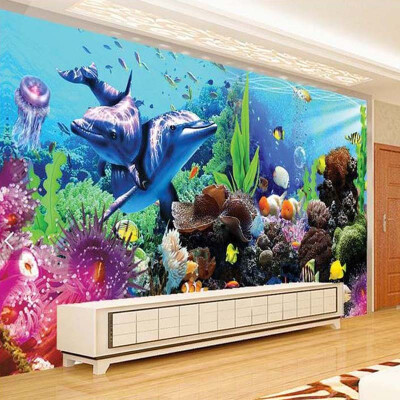 

Custom Wall Mural Straw Texture Wallpaper Underwater World 3D Stereoscopic Living Room TV Background Wallpaper Papel De Parede