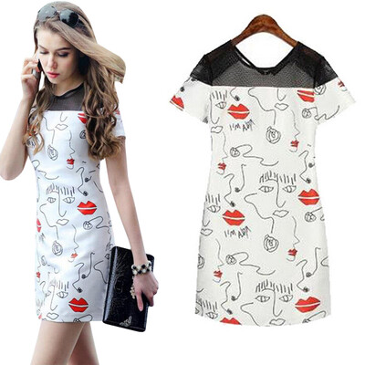 

Lovaru ™2015 new casual o-neck print A-line short sleeve summer street snap style sexy fashion casual dresses
