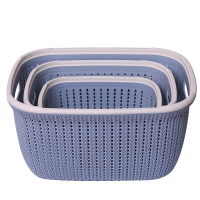 

Youjia imitation rattan storage basket thick plastic coverless desktop debris storage box bathroom cosmetics storage basket storage basket large medium&small three-piece U-6184-H