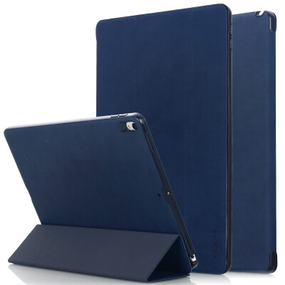 

for iPad Pro 105 inch 2017 Smart Cover Auto Sleep Wake Function Typing Viewing Tri-fold Stand PU Leather Cover -Navy Blue