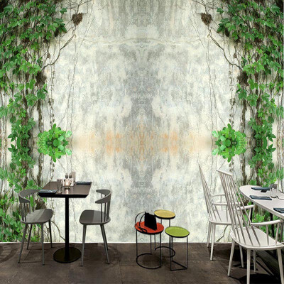 

Custom 3D Wall Paper Modern Retro Fresh Vine Concrete Walls Photo Murals Cafe Restaurant Creative Backdrop Wall Decor Wallpapers