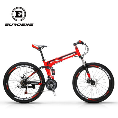 

Eurobike G4 26" Folding Mountain Bike SHimano 21 Speed Full Suspension Bicycle Daul Disc Brakes MTB