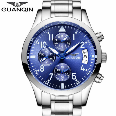 

GUANQIN Mens Watch Waterproof Business Quartz Watch Mens Sport Stainless Steel Watch