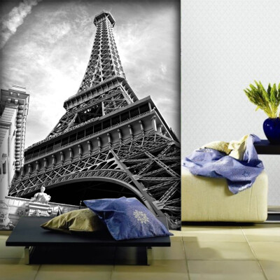 

Custom photo wallpaper large mural TV background wallpaper bedroom sofa European black&white tower wallpaper mural