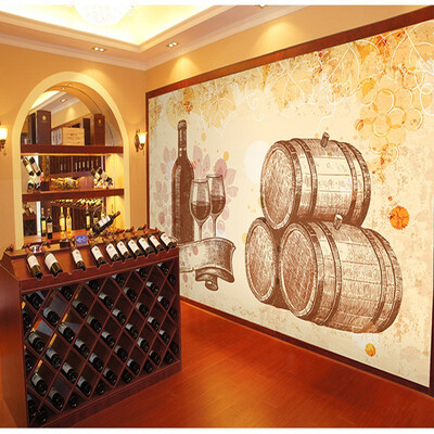 

Custom 3d mural Retro Red wine wood wallpaper leisure winery restaurant cafe bar aisle wallpaper mural