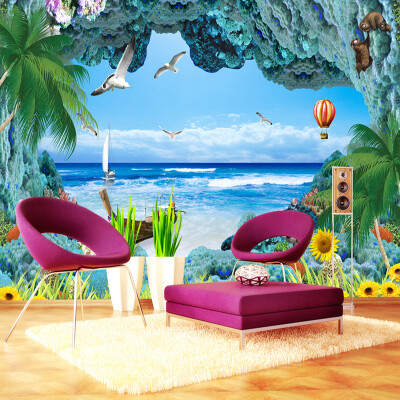 

Custom 3D Photo Wallpaper Coral Reef Stereoscopic Ocean Landscape 3D Room TV Background Mediterranean Sea View Mural Wall Paper