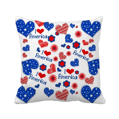 

USA Love Heart Flower Festival Pattern Square Throw Pillow Insert Cushion Cover Home Sofa Decor Gift