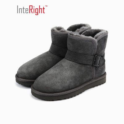 

INTERIGHT fur one warm low tube bare boots snow boots womens boots womens shoes gray 38