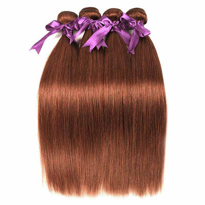 

4 Pcs Lot 33# Auburn Brazilian Human Hair Bundles Brazilian Human Hair Weave Cheap Colored Virgin Hair Extensions