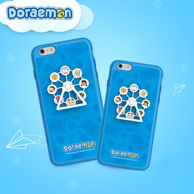 

Rock (ROCK) iPhone6 ​​плюс мобильная оболочка Doraemon Ferris Wheel Apple 6s плюс мультфильм Cute Ring Bracket Shell 5.5 Inch Blue