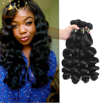 

Queen Berry Peruvian 7A Loose Wave Human Virgin Hair 4pcs 100% Unprocessed Human Virgin Hair 8-28inch Natural Black Color