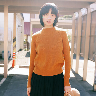 

And pure Raincun C6160 woolen sweater solid color Slim pullover loose casual sweater gold yellow  C6160JH0L