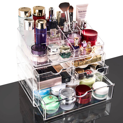 

Vilscijon Victorian transparent acrylic rotating cosmetic case storage box large desktop cosmetic lipstick finishing box jewelry storage box three layers 2252