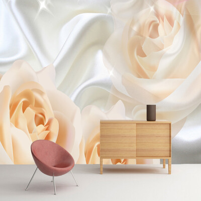 

Custom Wall Mural Wallpaper For Bedroom Walls Modern Design Rose Flower Silk Non-woven Wallpaper Wall Painting Papel De Pared 3D