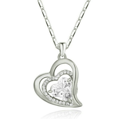 

Yoursfs® 18K White Gold Plated Heart Pendant Statement Necklace Use Austrian Crystal Fashion Gemstone Necklace