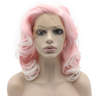 

Iwona Synthetic Hair Lace Front Shoulder Length Wavy White Tip Pink Wig