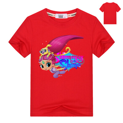

Princess Girls Shimmer shine T Рубашки с коротким рукавом 100% Хлопок Повседневные топы для девочки-подростка Розовые тройники Дет