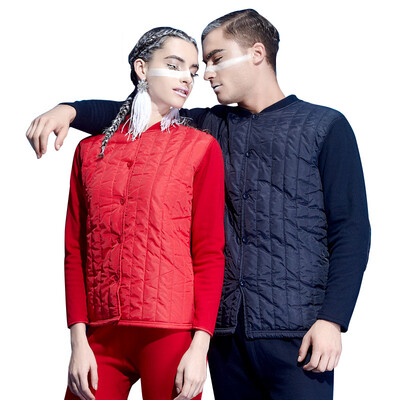 

Antarctic thermal underwear men&women feather silk cotton cardigan gold cashmere warm mothers installed large size plus cashmere thick youth in the elderly thermal underwear suit NY9211 female red XXL