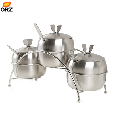 

ОРЗ 7pcs/Set Spice банки из нержавеющей стилкомпани приправы контейнер с держателем специй дозатор выступающей банки