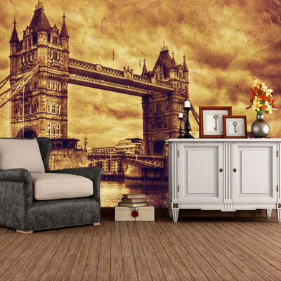 

Customize Any Size Office Den Living Room Backdrop Wall Murals European Art Mural 3D Stereo Non-woven Wallpaper London Bridge