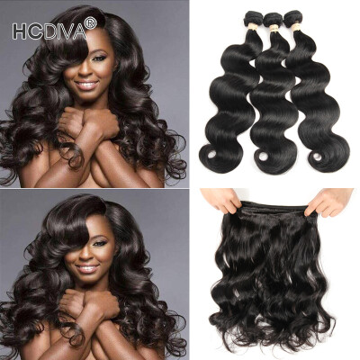 

HCDIVA Indian Virgin Hair Body Wave 3 Bundles Lot Natural Black Unprocessed Virgin Raw Hair Body Wavy No Shedding No Tangle