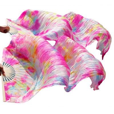 

2017 Stage Performance 100 Silk Belly Dance Fans Gradient Colour Dance Accessories Belly Dancing Silk Fans Mixed Colors