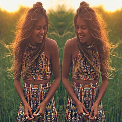 

Lovaru ™2015 new fashion hot sale women's casual two pieces sleeveless suit o-neck novelty print pattern