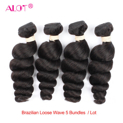 

Brazilian Hair Weave Bundles Loose Wave Human Hair Weaving Extensions Alot Hair Products 5 Piece Natural Color Virgin Human Hair