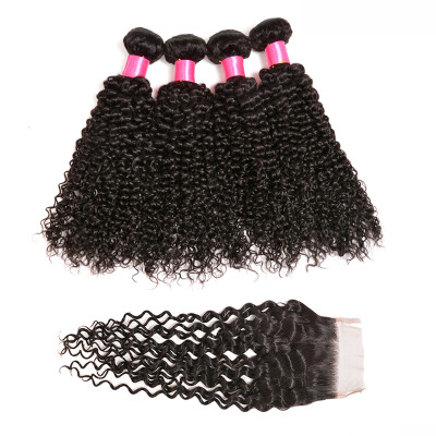 

Peruvian Afro Kinky Curly Virgin Hair Bundles With Closure Human Hair Extensions